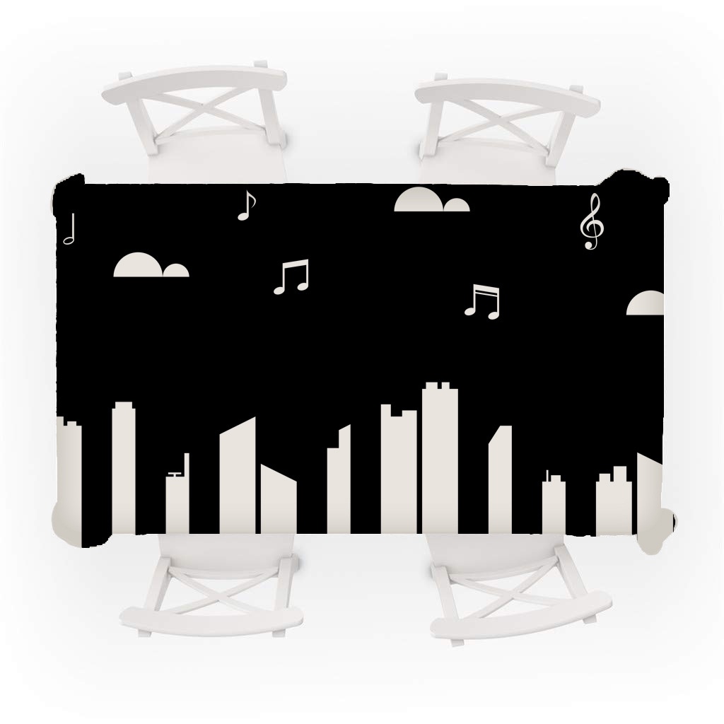 Khăn Trải Bàn Vải Lanh cotton In Hình Đàn piano Thời Trang