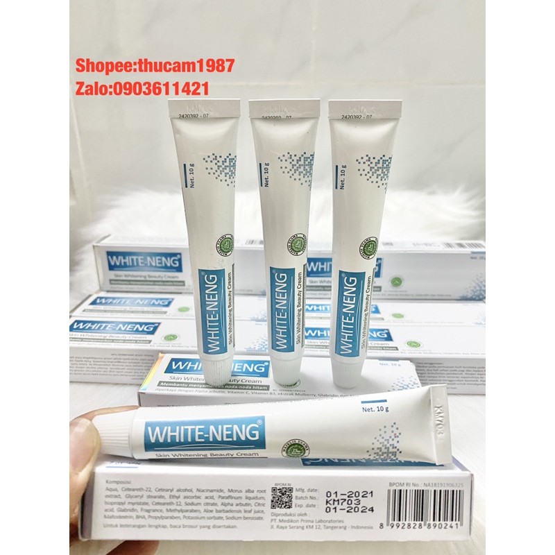 kem dưỡng trắng da WHITE-NENG, alpha Arbutin,vitamin C, vitamin B3, giảm nám giúp trắng sáng da 10g.