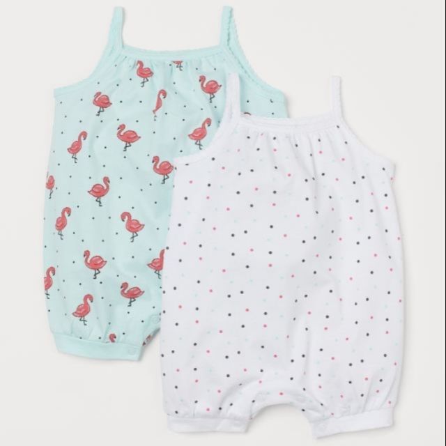 Set 2 romper dây bé gái HM UK Auth