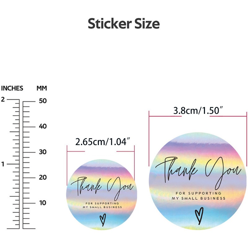 Set 500 nhãn dán màu cầu vồng trang trí quà tặng