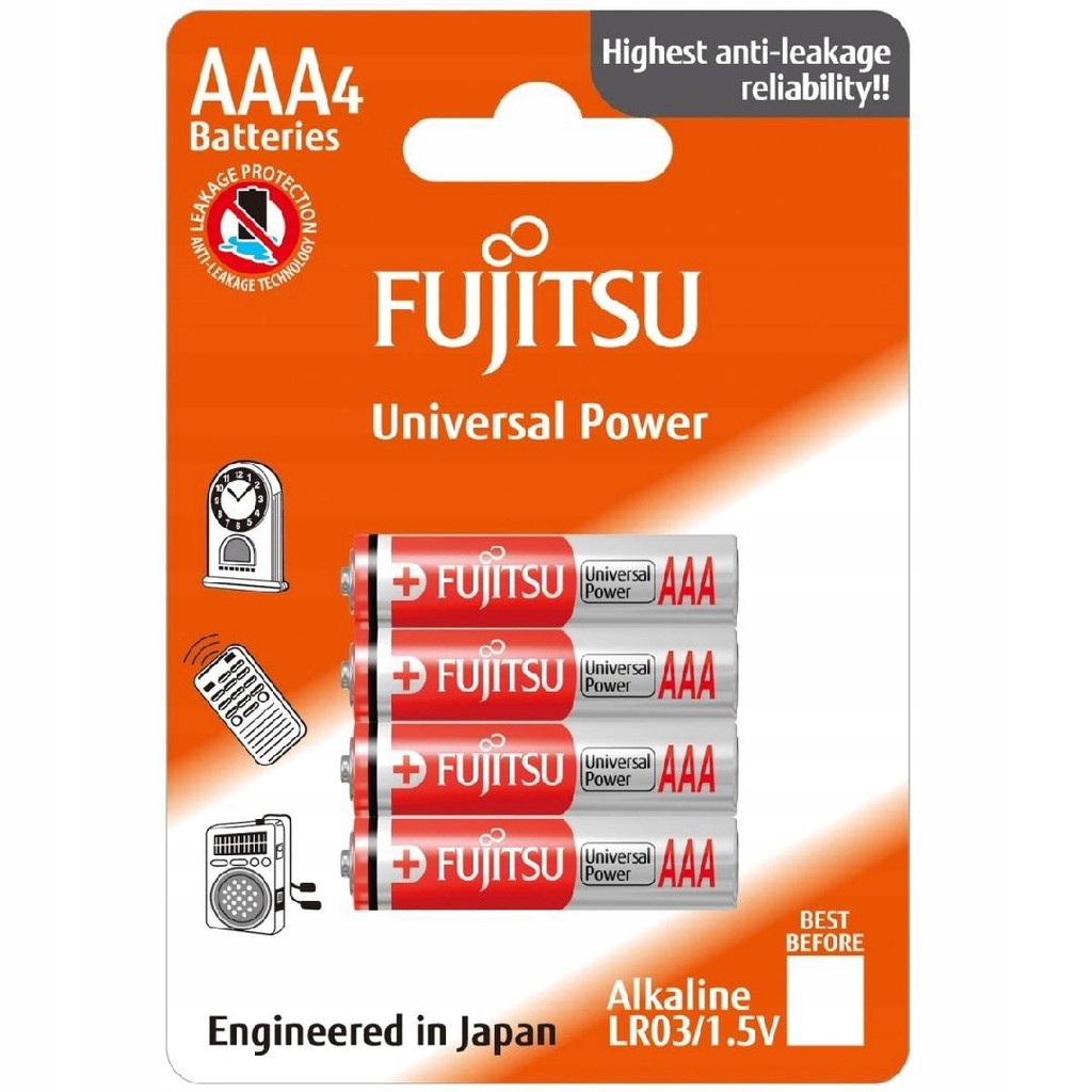 Vỉ 4 viên Pin Fujitsu AAA LR03 (4B) FU-W-FI_ ALKALINE BATTERY