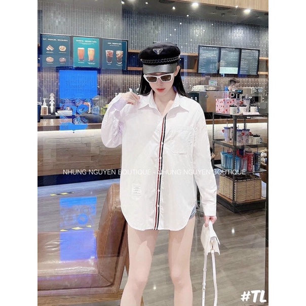Sơ mi nữ Thom Browne chất vải boi xịn from rộng