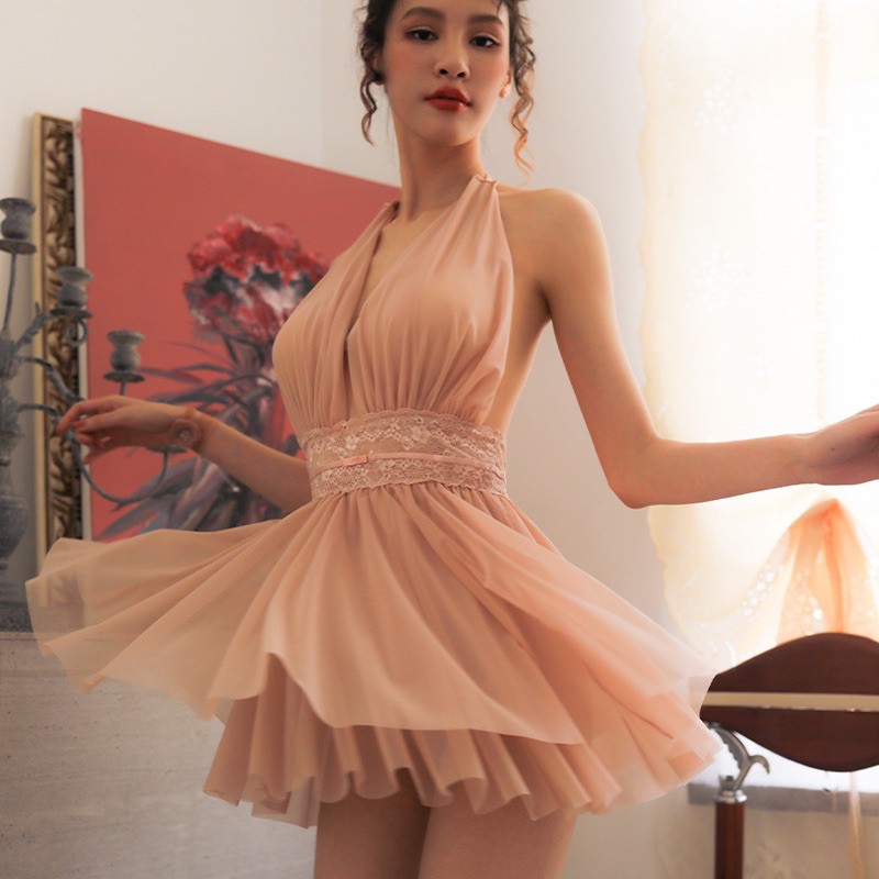 Váy ngủ ren sexy mềm mại cổ V hở lưng sexy VN101