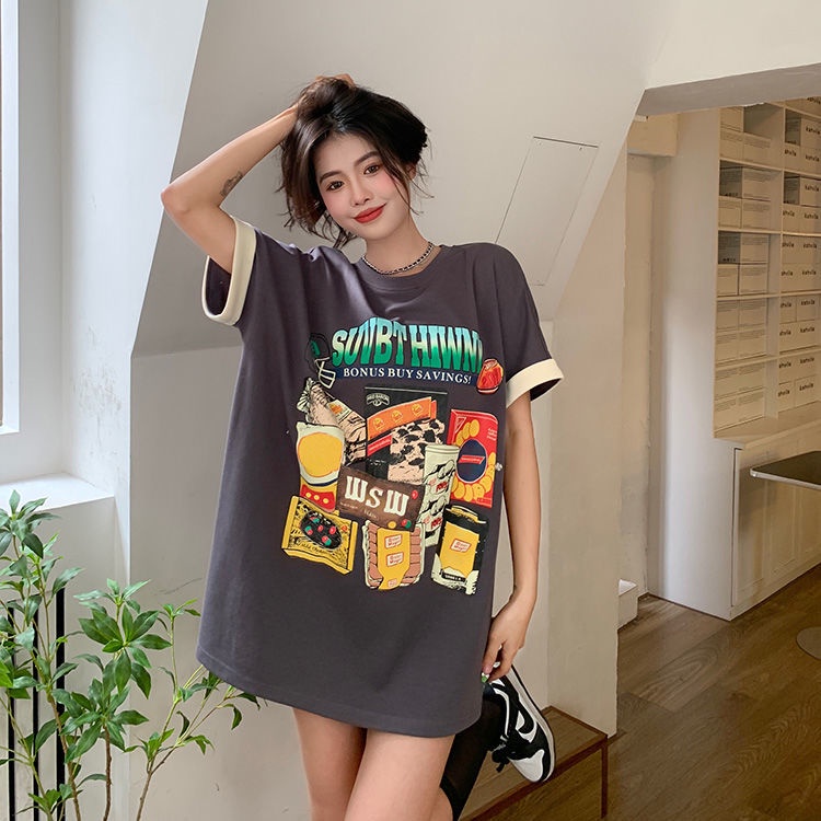 Áo Thun Tay Ngắn Dáng Rộng In Họa Tiết Thời Trang Mùa Hè 2023 Phong Cách Hàn Quốc Cho Nữ