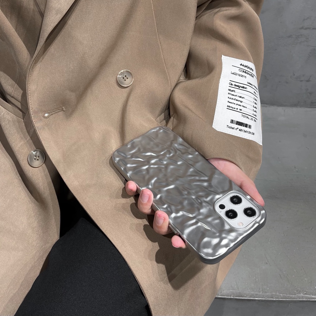 Ốp Điện Thoại Lá Thiếc Chống Sốc Màu Bạc Thời Trang Cho iPhone 14 / 13 / 12 / 11 / X / 8 / 7P
