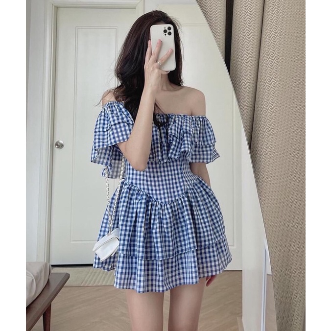 Váy Trễ Vai Bèo Đơn Giản Nhẹ Nhàng Chất Đũi Dày Dặn ảnh thật Kaylee | BigBuy360 - bigbuy360.vn