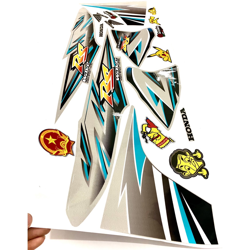 Tem rời Wave Alpha Mẫu RS Xanh Lục Bảo. Dán cho Wave 50cc-100cc-110cc Tem 3 Lớp