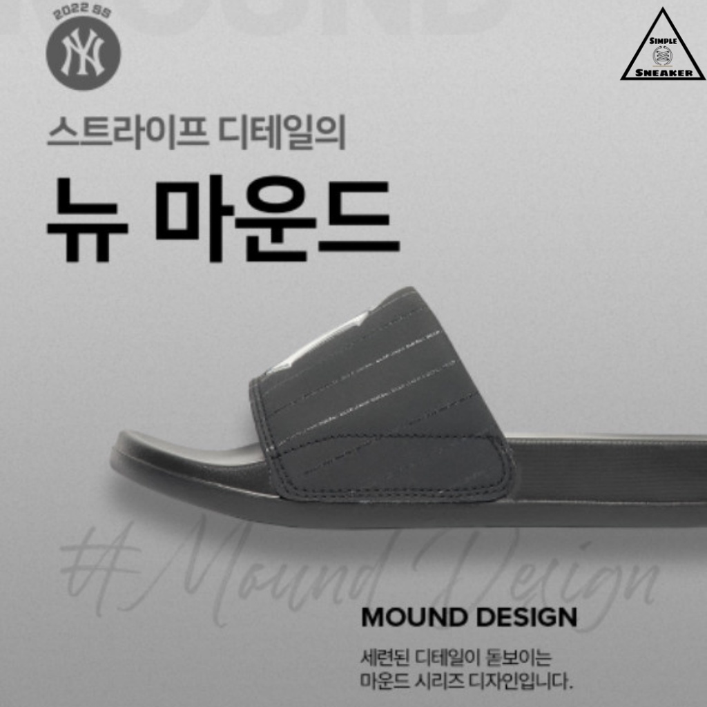 Dép MLB New Mound NY CHÍNH HÃNGMLB New Mound New York Yankees Màu Đen Slide - Dép Quai Ngang Hàn Quốc - Simple Sneaker