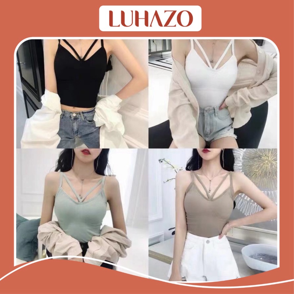 Áo croptop Bra 2 dây đan chéo lưng sexy Tập Gym Thể Thao Co Giãn Thoải Mái Vận Động LUHAZO DK4T402