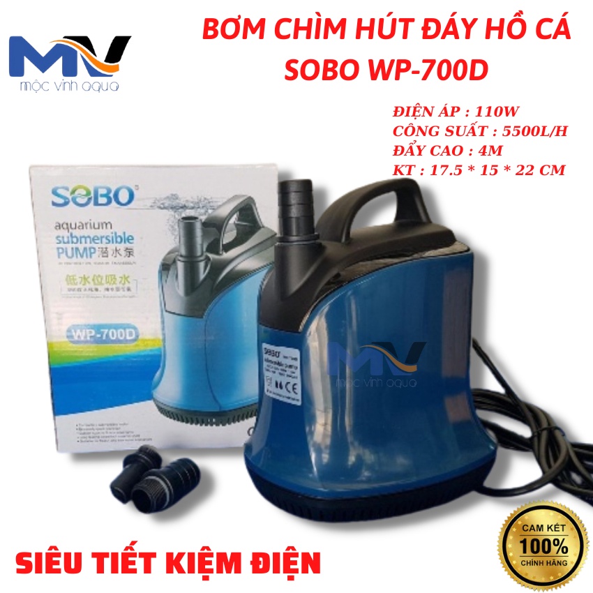 Máy bơm chìm hút đáy hồ cá 360 độ Sobo WP-600D/ WP-700D chạy êm ái siêu bền bỉ