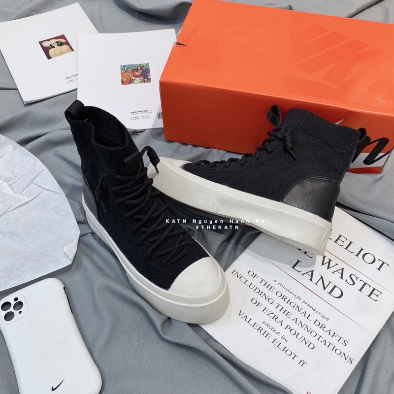 Giày thể thao len chun gucci phối mũi