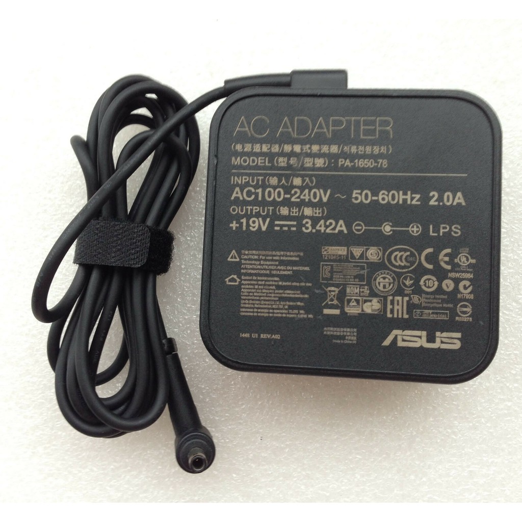 ZIN QUA SỬ DỤNG  NGUỒN Sạc ĐIỆN ADAPTER ASUS 19V 3.42A (65w) PRO P2540N P5240U P5340U P5440U ĐẦU KIM NHỎ VUÔNG ZIN