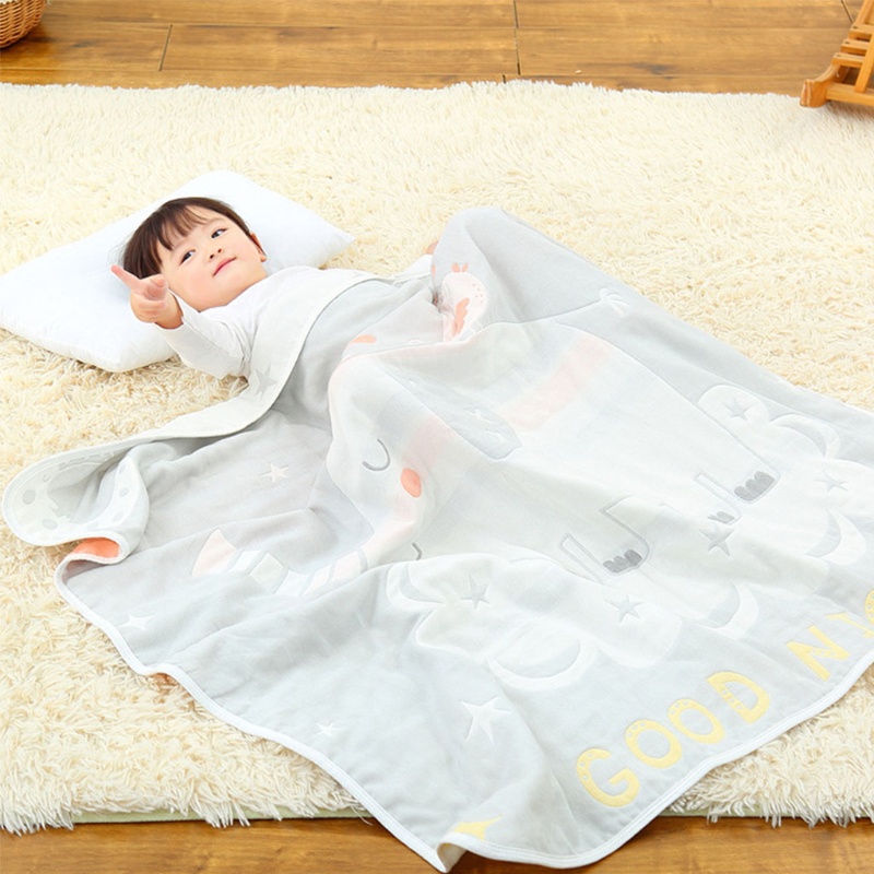 Khăn Tắm Cotton 6 Lớp Dày Dặn Mềm Mại In Họa Tiết Hoạt Hình Dành Cho Bé