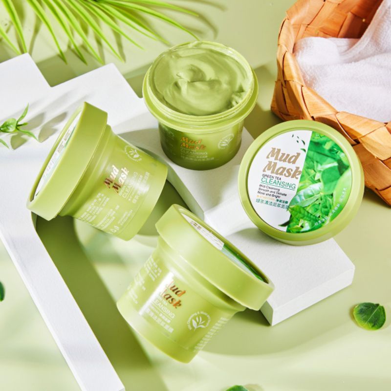 Mặt Nạ Bùn Trà Xanh Làm Sạch Mụn Đầu Đen Kiềm Dầu Làm Sáng Da 100g