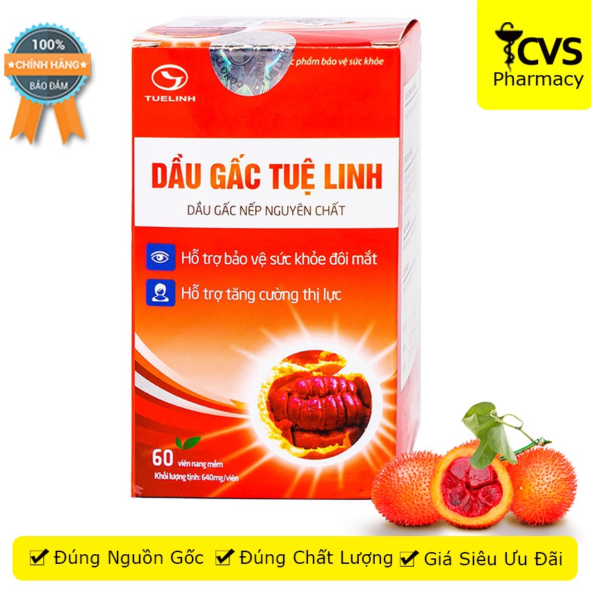 Dầu gấc Tuệ Linh - Viên uống hỗ trợ tăng cường thị lực, làm đẹp da ( Hộp 60 Viên) - cvspharmacy
