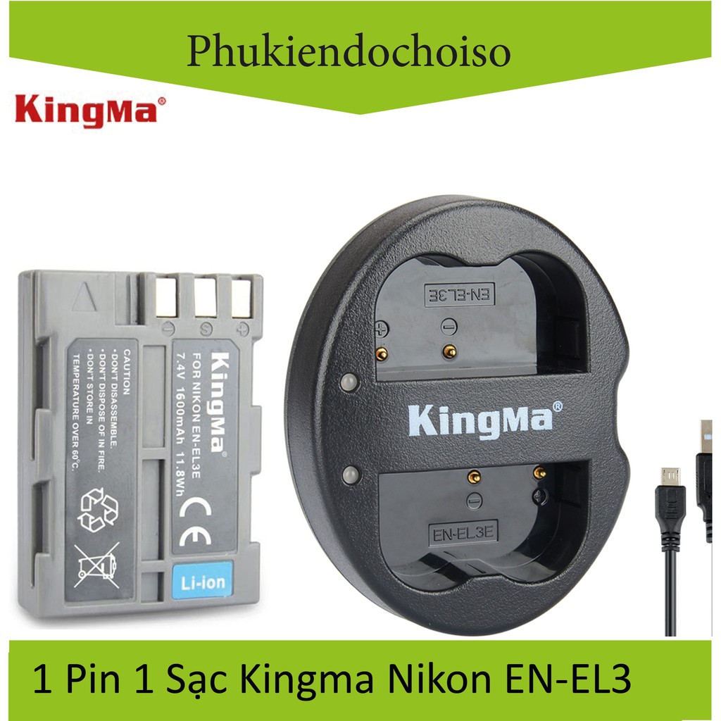 Pin sạc Kingma cho Nikon EN-EL3E + Hộp đựng Pin, Thẻ nhớ