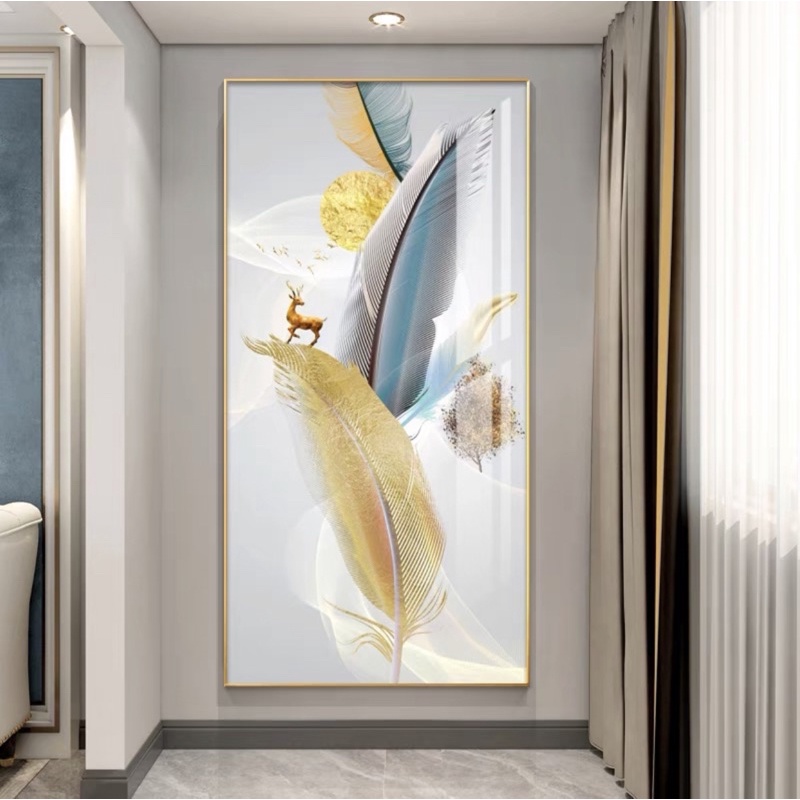 Tranh Treo Tường Lối Vào Tráng gương Phòng Khách/ Ngủ/ Phòng ăn/ Nhà Hàng Khách Sạn Đại Sảnh Hươu Lông Vũ