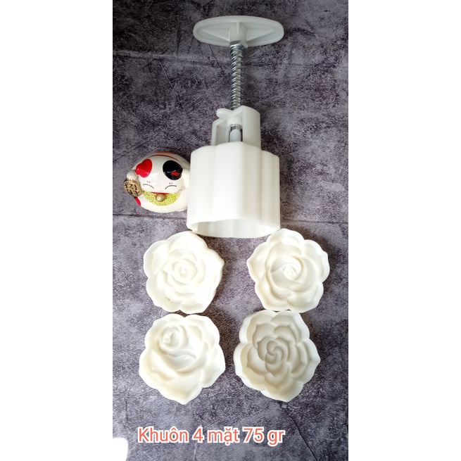 [Hàng mới về] Khuôn trung thu lò xo 4 mặt hình HOA HỒNG 30gr-50gr-75g