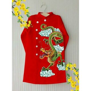 Áo dài rồng đỏ bé trai