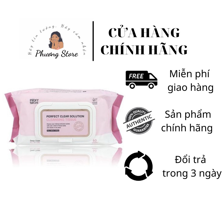 Khăn ướt tẩy trang PICKY SKIN 60 miếng