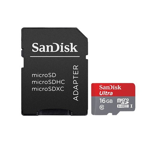 Thẻ nhớ MicroSDHC SanDisk Ultra A1 16GB Class 10 U1 98MB/s kèm adapter - new Version (Đỏ)