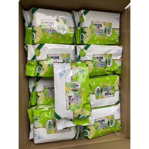 Set 5 gói khăn ướt lau bếp đa năng Anpa 50 tờ/khăn ướt đa năng