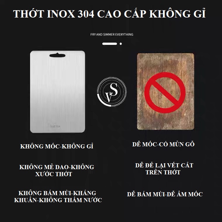 THỚT INOX 304 Kháng khuẩn cao cấp 2 mặt , rã đông nhanh,  nhập khẩu, chống ẩm mốc, chống rỉ sét - Dày 0.3 cm !