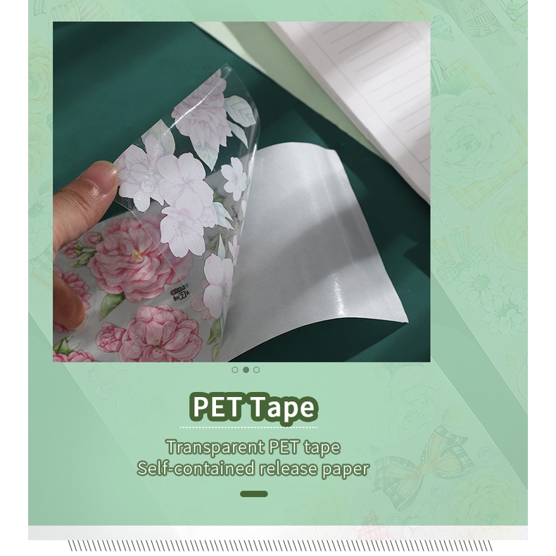 Băng Keo Washi 300cm Họa Tiết Hoa Dễ Thương Dùng Trang Trí Sổ Tay DIY