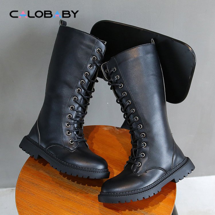 Giày Bốt Da Cao Su Sợi Nhỏ Cổ Cao Phối Khóa Kéo Bên Hông Thời Trang Mùa Đông Cho Bé Gái