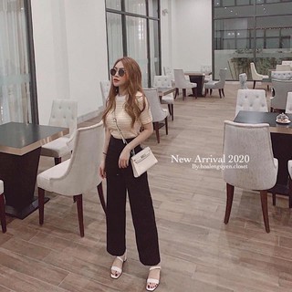 quần Culottes-Quần ống sớ cạp cao