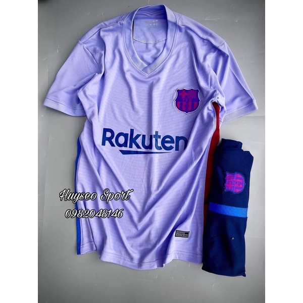 Set quần áo bóng đá CLB Barcelona 2021/2022 - Màu tím thuỷ chung - Vải gai thái