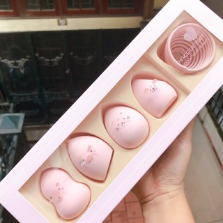 giangngao2 Set 4 bông mút trang điểm kèm giá đỡ UUYP