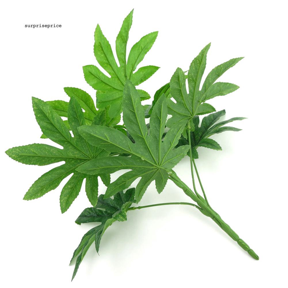Nhánh cây Fatsia giả với 9 lá màu xanh dùng để trang trí nhà cửa tiện lợi