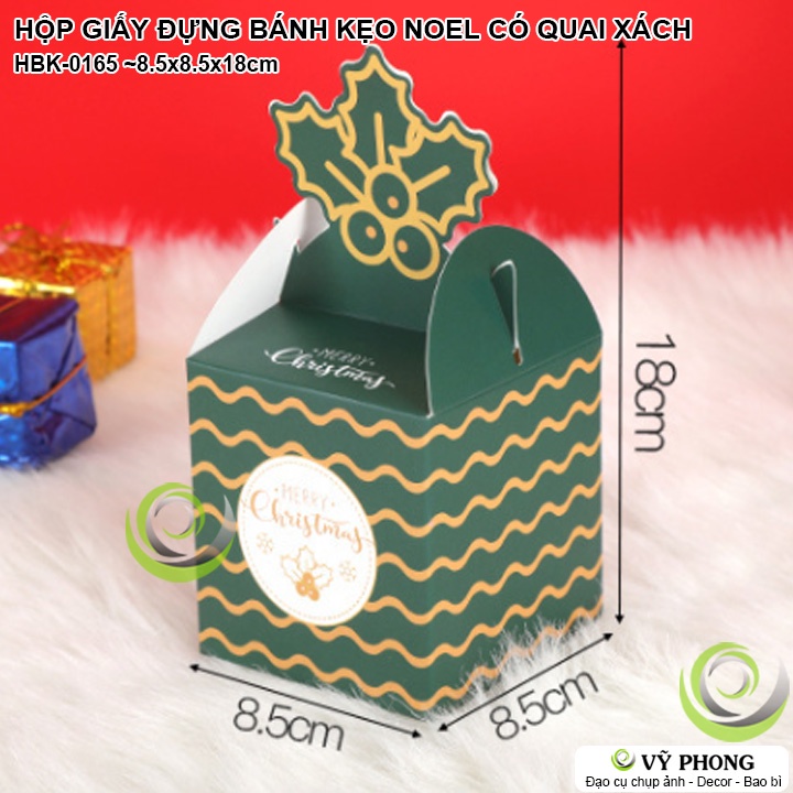 HỘP GIẤY ĐỰNG BÁNH KẸO NOEL GIÁNG SINH CÓ QUAI HỘP ĐỰNG QUÀ TẶNG CHRISTMAS HÌNH THIÊN SỨ ÔNG GIÁ NÔ EN HBK-0165