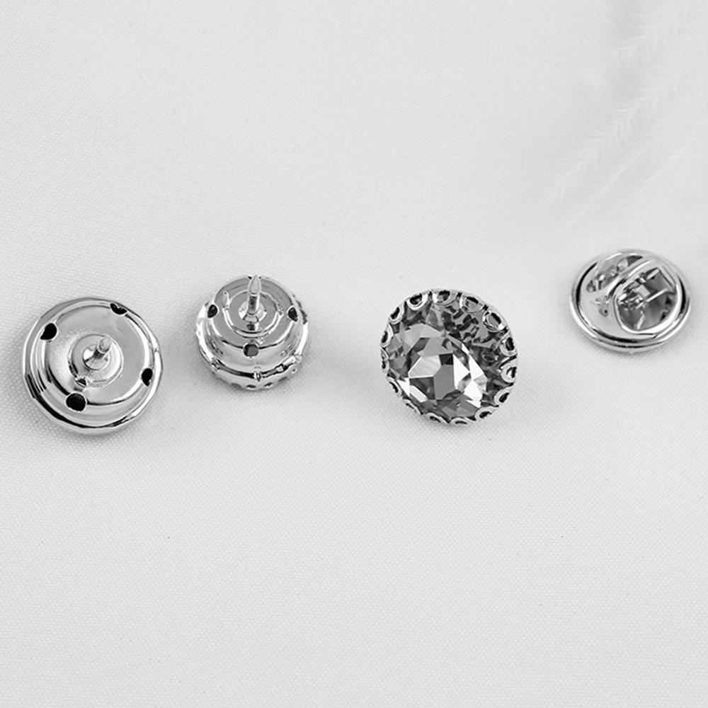 IVORY Khuy Măng Sét Tròn Không Cần Đóng Đinh Đính Đá Đơn Giản Cho Nữ