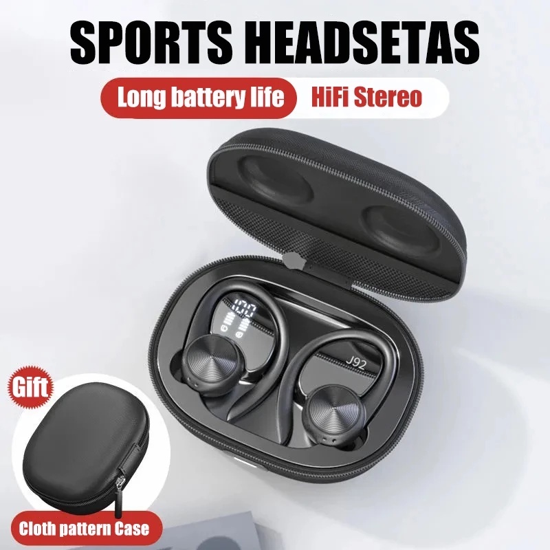 TWS Tai nghe Bluetooth thể thao không dây có Mic IPX5 chống thấm nước Móc tai Âm thanh nổi 9D HiFi Tai nghe nhạc đư