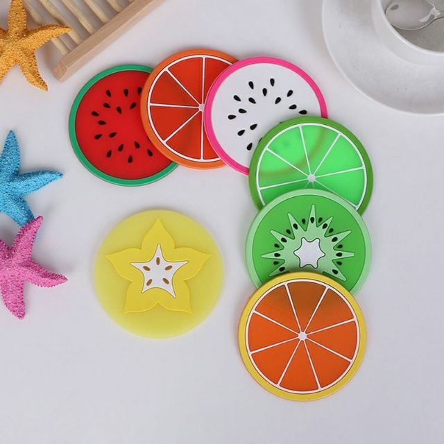Miếng lót cốc silicon hình hoa quả trái cây chống trượt 8cm - Giao mẫu ngẫu nhiên