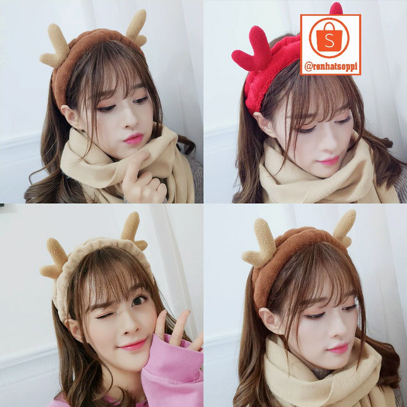 Băng đô rửa mặt nữ hình tai thỏ, ếch, tuần lộc, sừng hươu siêu dễ thương