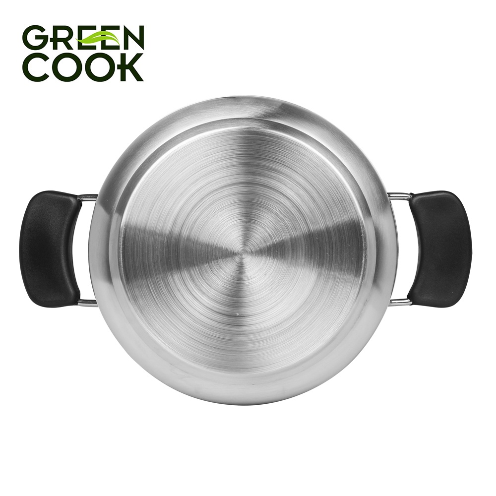 Bộ nồi inox 3 đáy Green Cook GCS08-T1 gồm 3 món (2 nồi 1 quánh) sử dụng được trên bếp từ - Hàng chính hãng