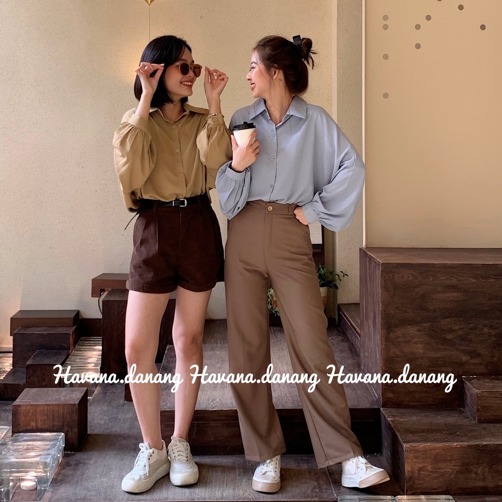 Áo sơ mi form rộng ulzzang, sơ mi lụa trơn Hàn Quốc nhiều màu