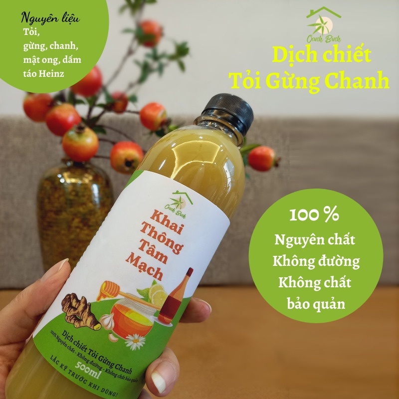 Detox tỏi gừng chanh giấm táo mật ong đào thải độc tố chai 500mL