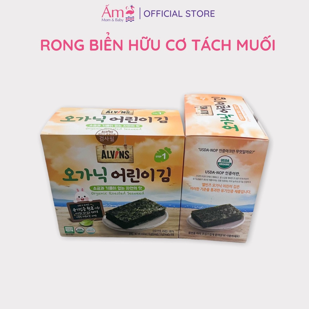 Rong Biển Hữu Cơ Tách Muối Alvins Ấm Baby Ăn Dặm Organic 10Gram/20Gram Cho Bé Từ 6 Tháng Tuổi Ấm Gift Decor