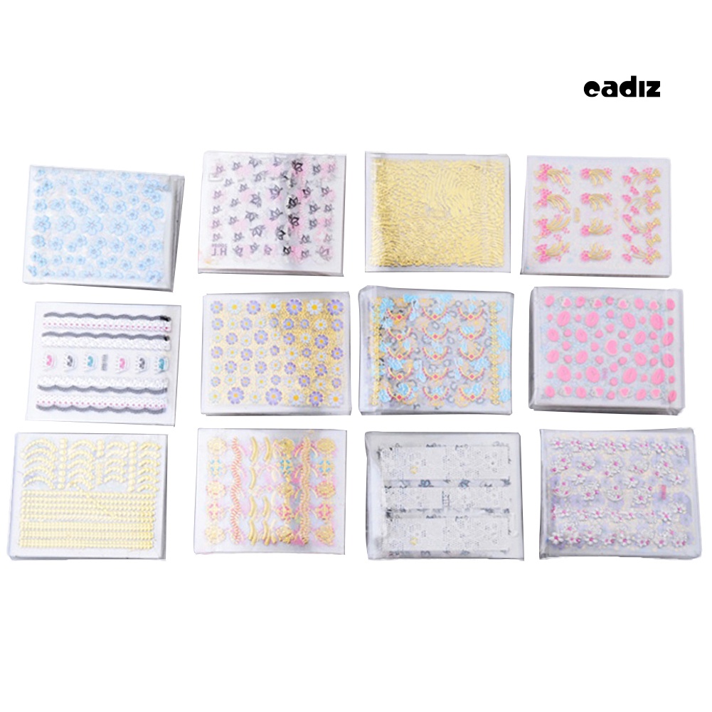 Bộ 10 Tấm Nhãn Dán Trang Trí Móng Nghệ Thuật Họa Tiết Hoa Thời Trang DIY