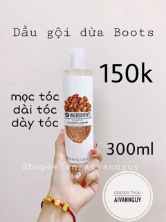 Bộ đôi dầu gội dừa Boots và xịt mọc tóc - dài tóc nhanh