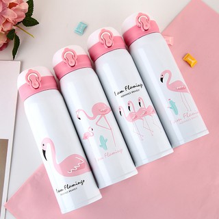 Bình giữ nhiệt 350ml siêu dễ thương phối màu cá tính - Bình giữ nhiệt Inox cao cấp Hồng Hạc