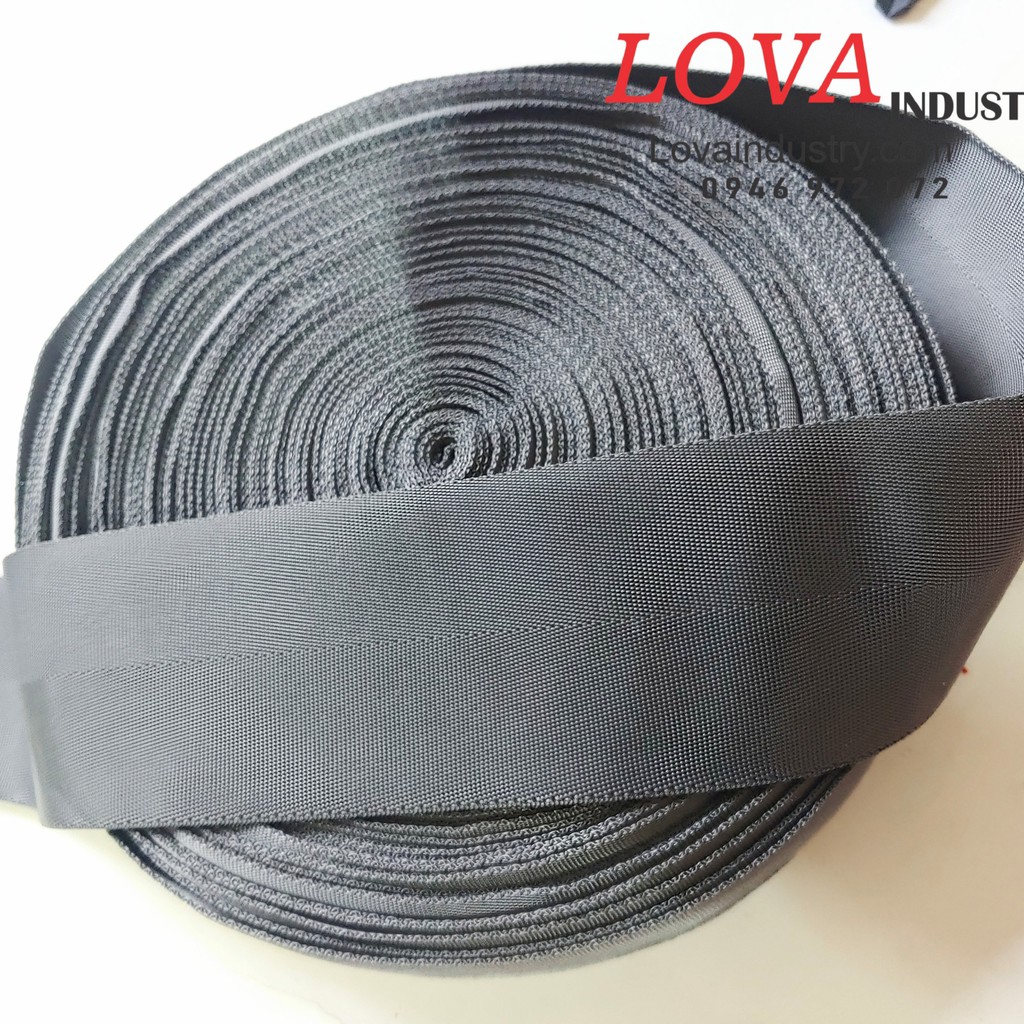 1 mét Dây đai vải polyester cường lực bản 7cm màu đen, dây đai buộc siết hàng bản lớn