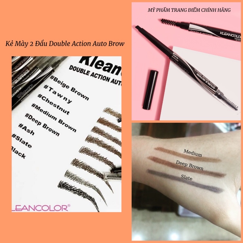 Bút Chì Kẻ Mày 2 Đầu Màu Nâu Tối, Nâu Vừa, Xám - Double Action Auto Brow Pencil | BigBuy360 - bigbuy360.vn