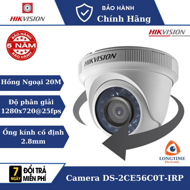 Camera Hikvision DS-2CE56C0T-IRP , Camera dành cho đầu ghi-Cảm biến High-Performance CMOS 1MP , 1280x720@25fps