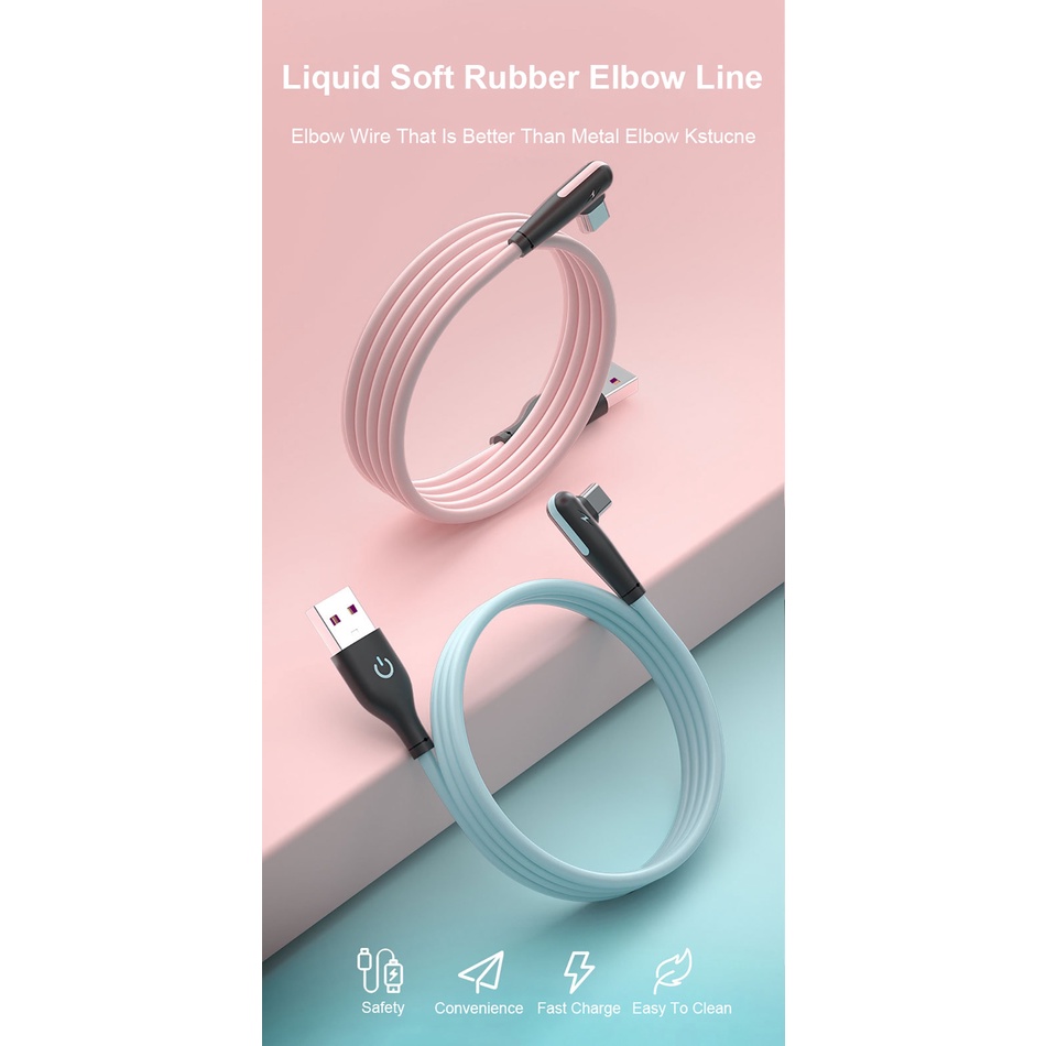 Cáp SạC Nhanh 5A USB LoạI C 90 Độ BằNg Silicon MềM Cho Huawei Mate 40 Xiaomi POCO X3