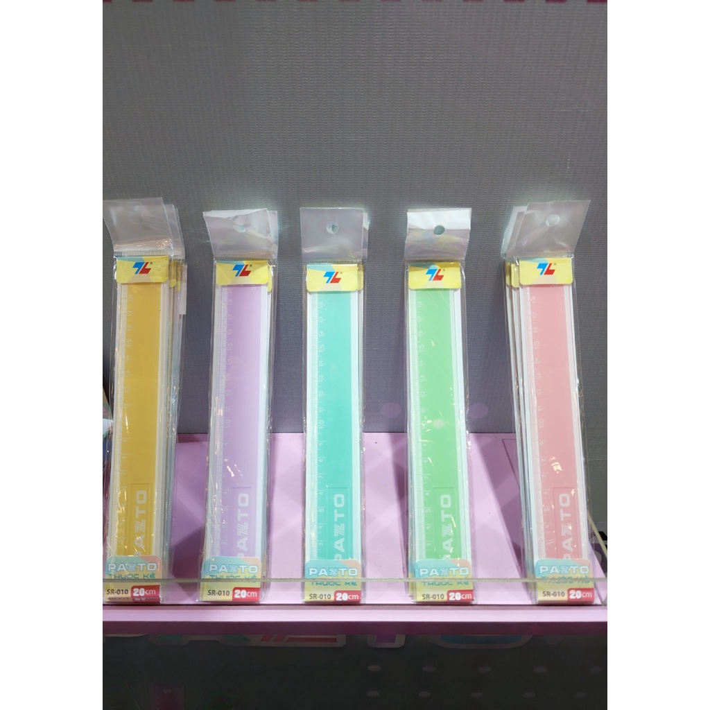 Thước nhựa  cứng Thiên Long Pazto SR-010 màu Pastel, thước thẳng dài 20 cm (Túi 1 cây)